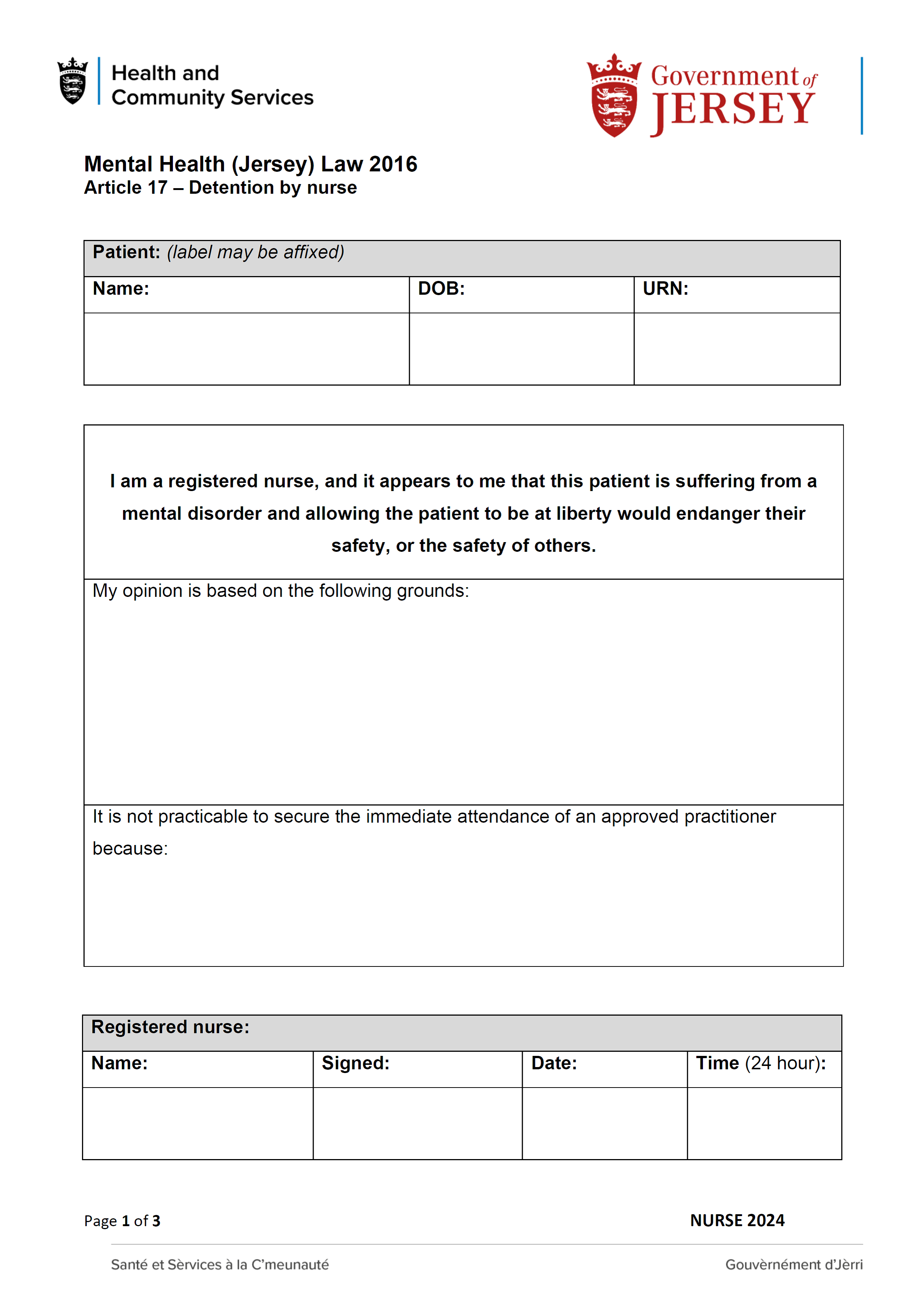 Form NURSE 2024 page 1 of 3
