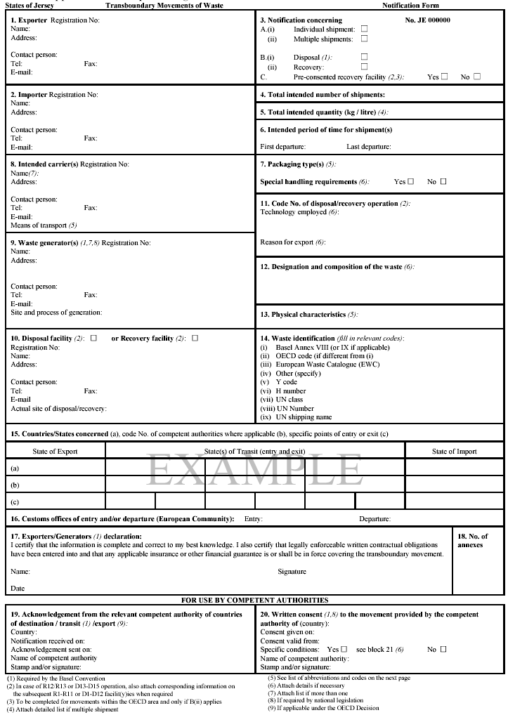 Form 2 - consignment note for transboundary movement of waste  