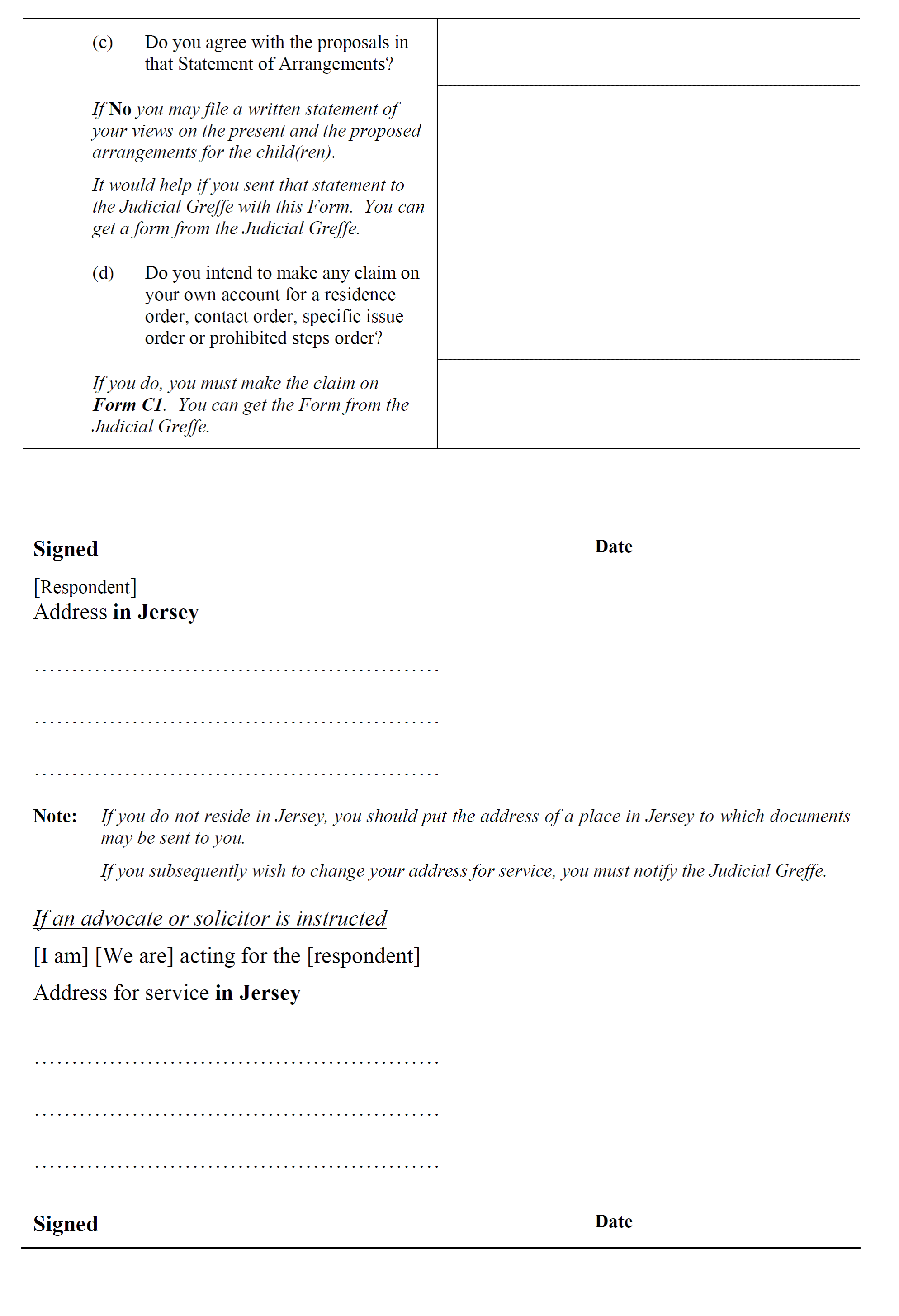 Form CP4 - Acknowledgement of service