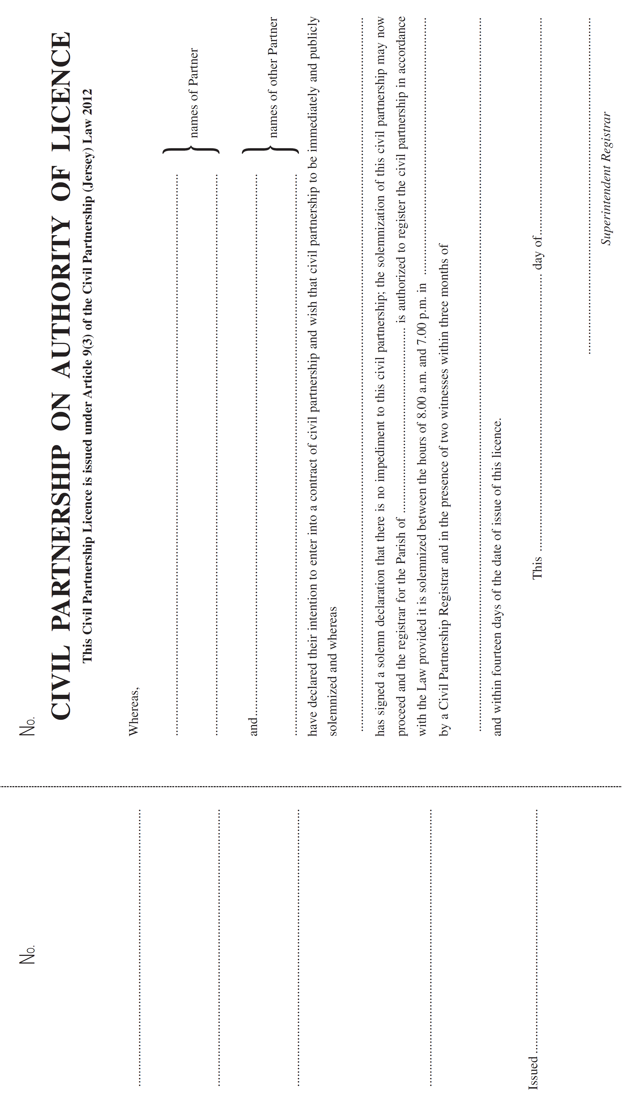 Licence for Civil Partnership
