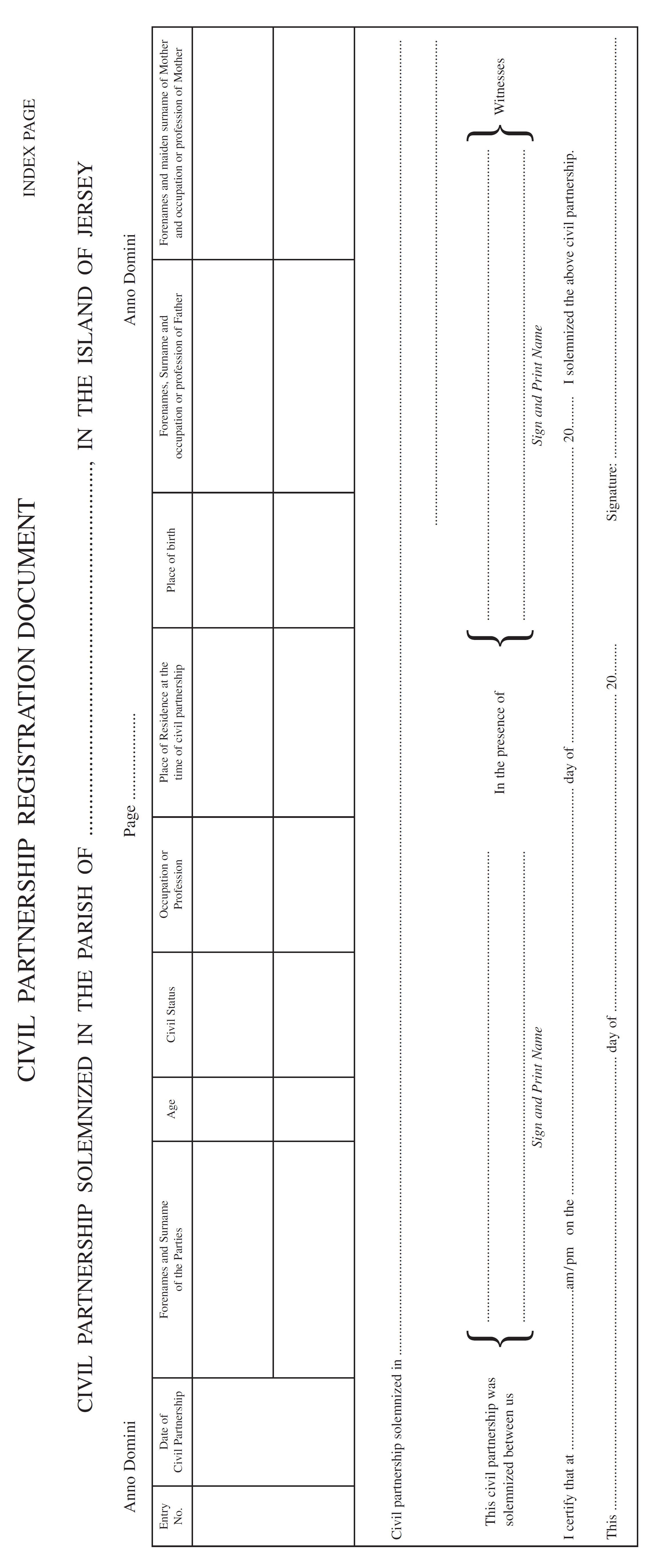 Civil Partnership Registration document