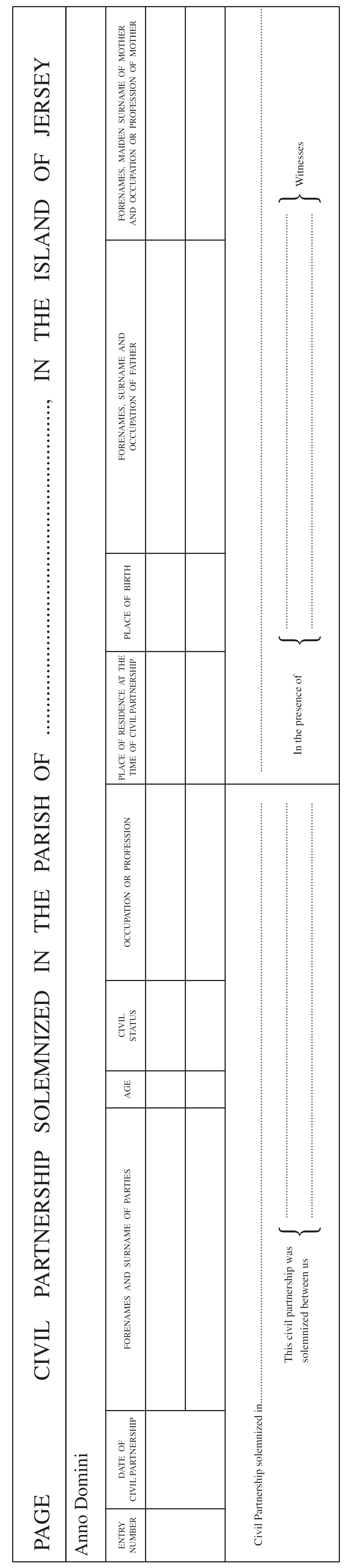 Entry in Civil Partnership Register