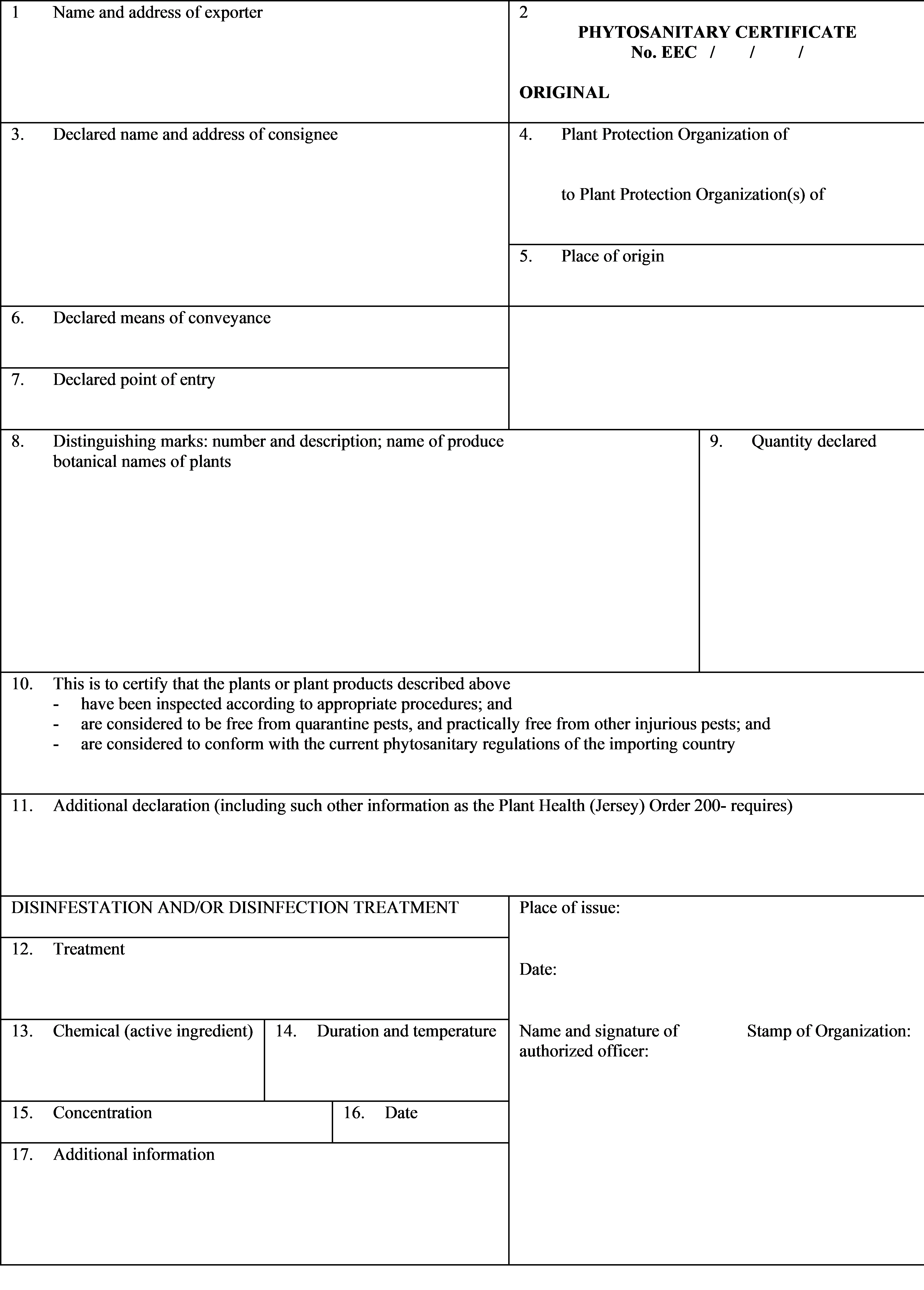 Phytosanitary Certificate