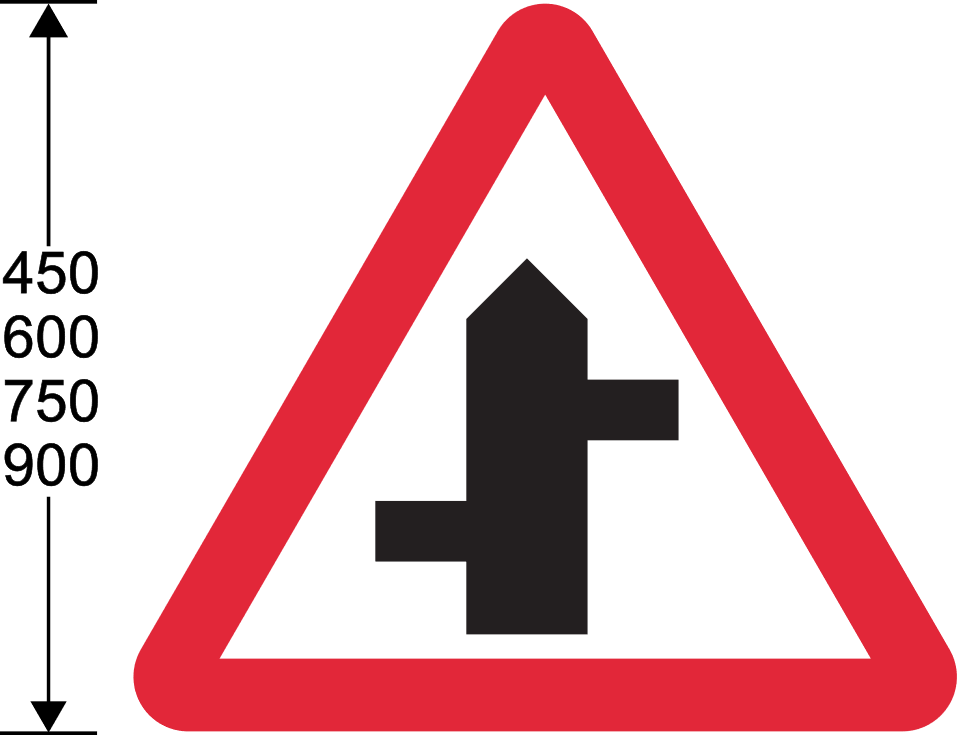 Red triangle with black lines