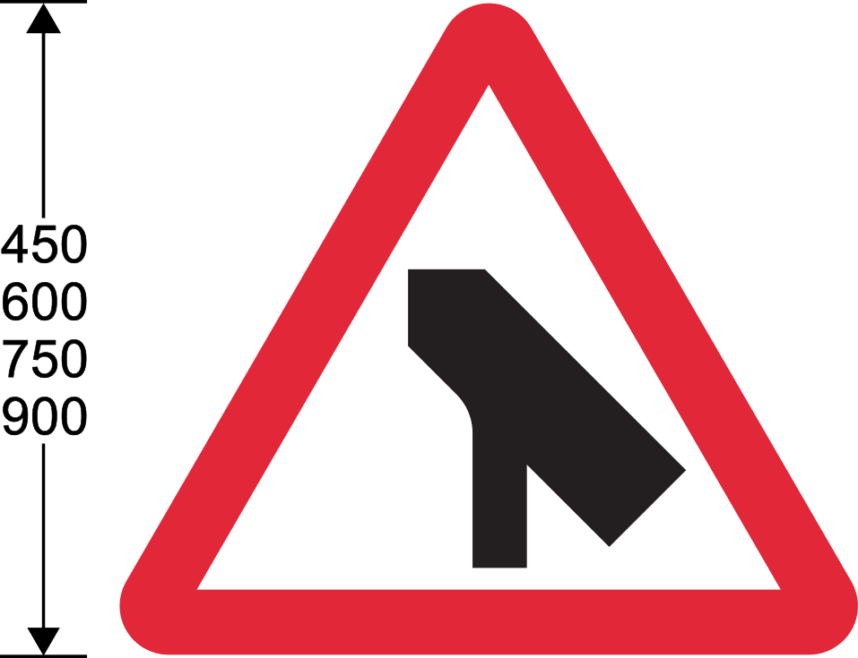 Red triangle with black bending line