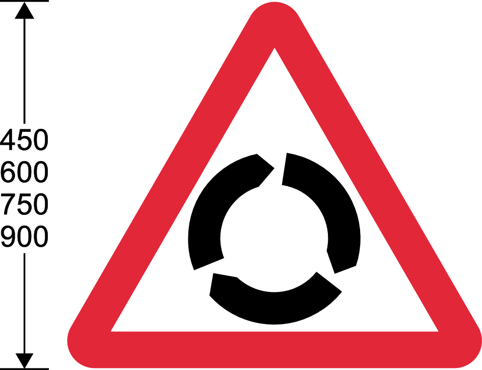 Red triangle with black circular line