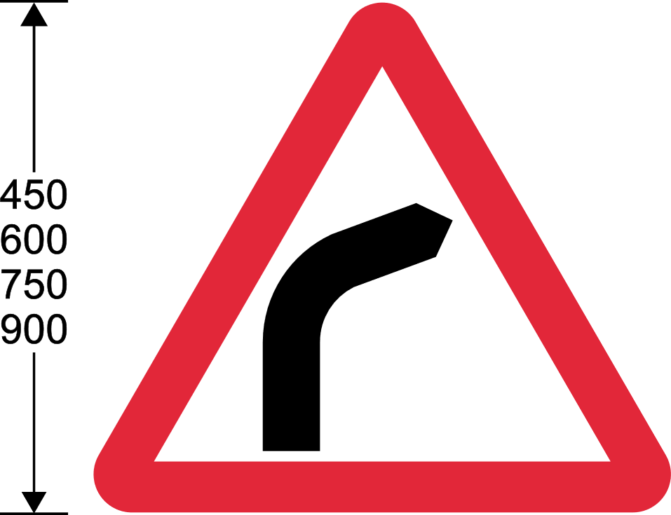 Red triangle with black bending line