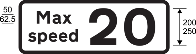 A black and white sign with black text and numbers
