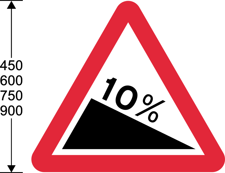 Red triangle with percentage of gradient