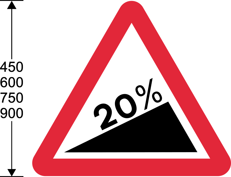 Red triangle with percentage of gradient