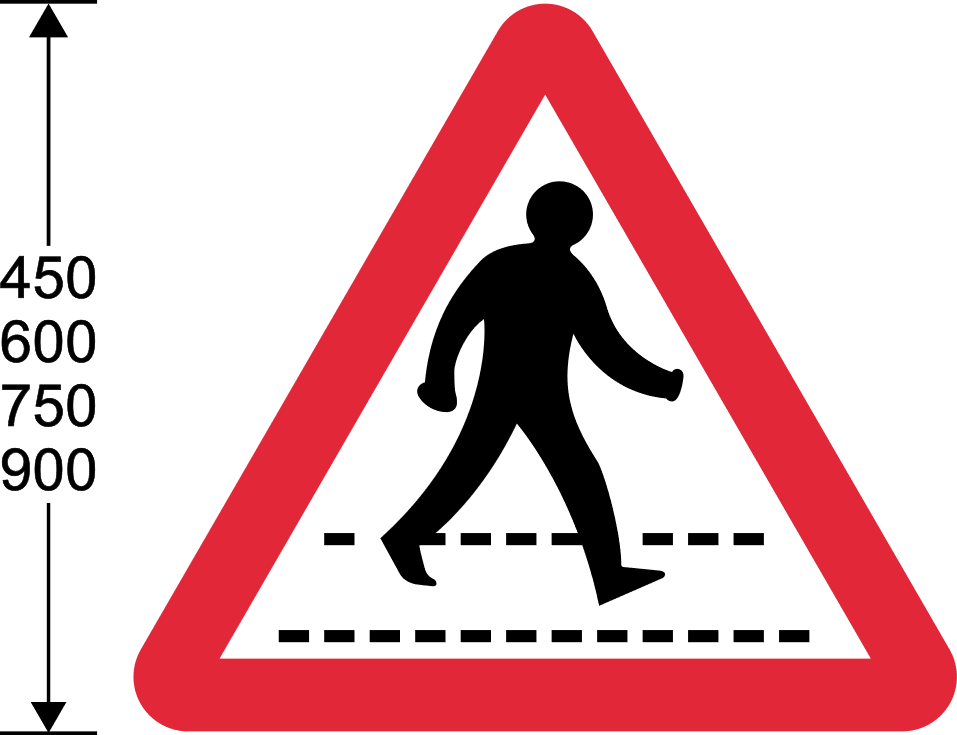 Red triangle with pedestrian crossing symbol