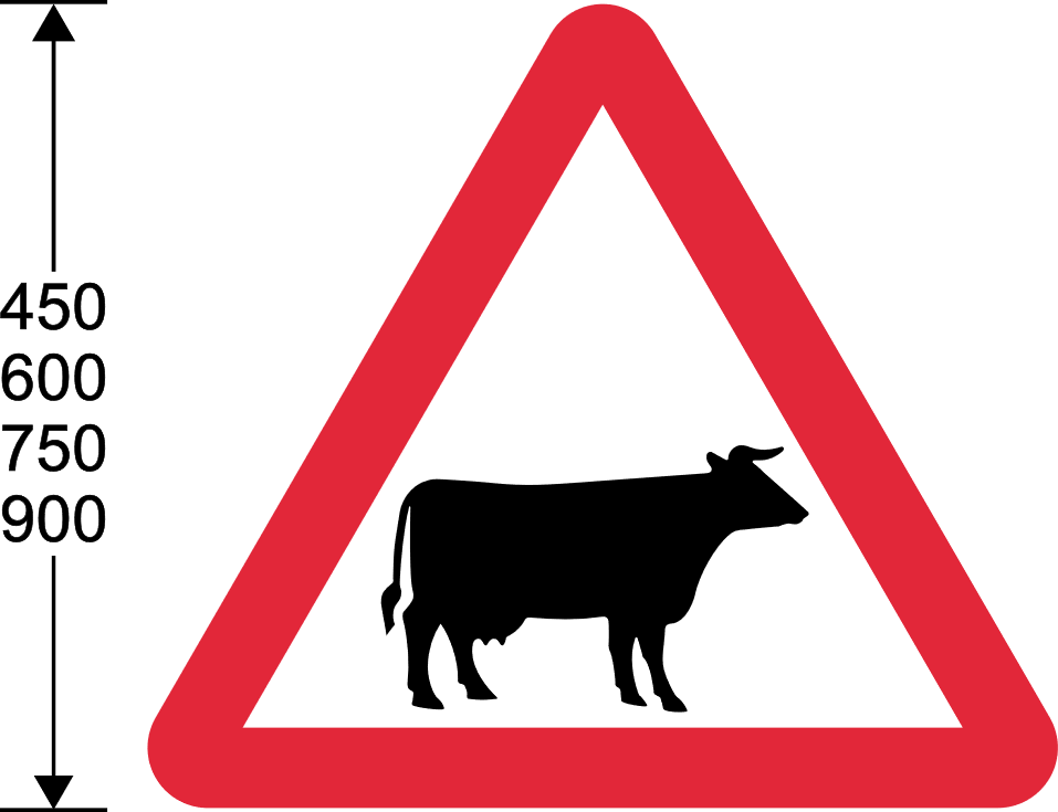 Red triangle with cow symbol