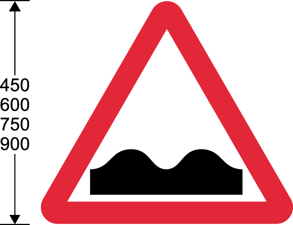 Red triangle with 2 road hump symbols