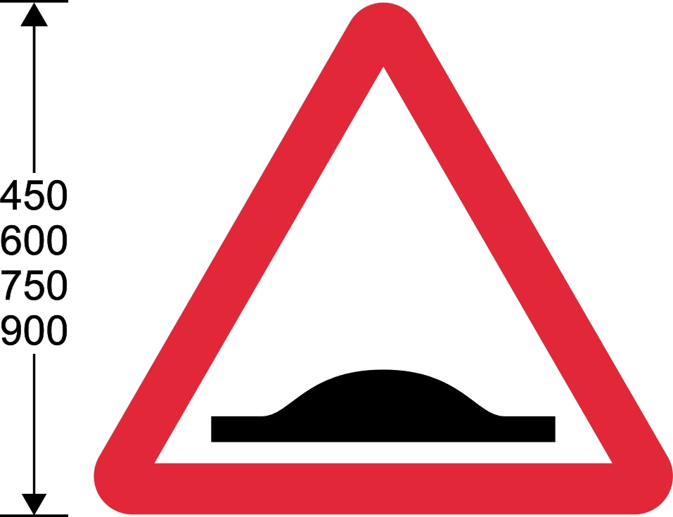 Red triangle with road hump symbol