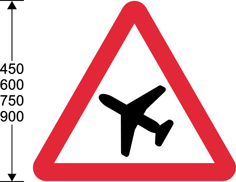 Red triangle with aircraft symbol