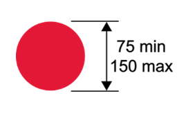 Red circle with dimensions