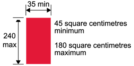 Red rectangle with dimensions