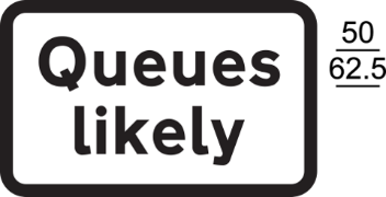 A black and white sign with black text