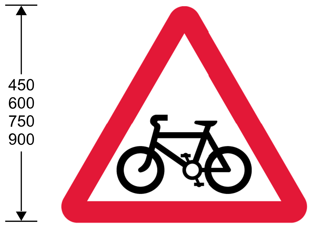 Red triangle with cycle symbol