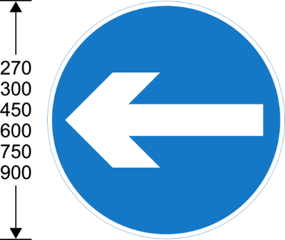 Blue sign with white direction arrow