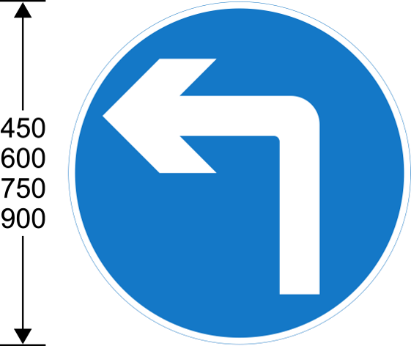 Blue sign with white direction  arrow
