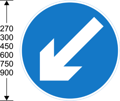 Blue sign with white direction arrow
