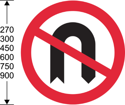 Red circular sign with black No U-turn