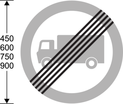 A grey circle with a truck symbol and lines strikethrough 