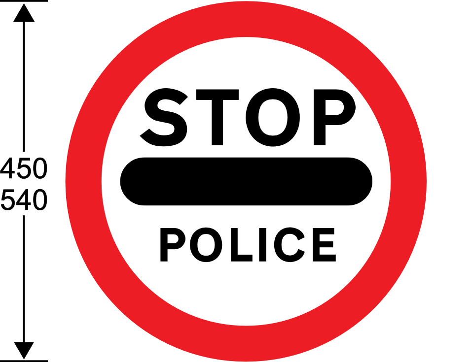 A circle with Stop Police text