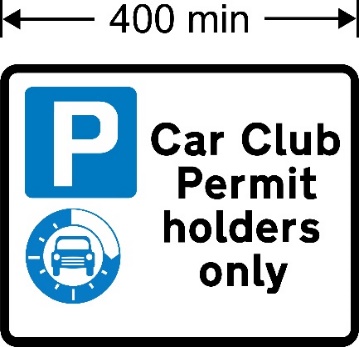 A sign with "P" and "Car Club Permit holders only" in black text
