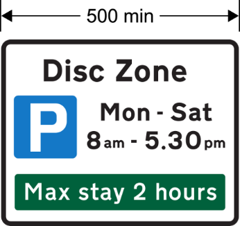 A sign with text and a parking sign
