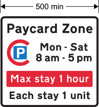 A sign with text and a parking sign