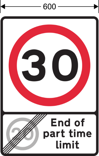 A sign with a number 30 and text