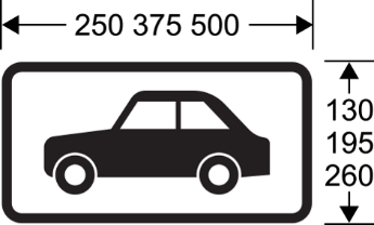 A black and white sign with a car in the middle  Description automatically generated