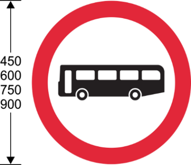 A sign with a bus in the middle  Description automatically generated