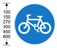 A blue sign with a bicycle in the middle