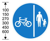 A blue sign with a person and a child and a bicycle