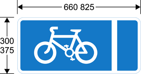 A blue sign with a white bicycle