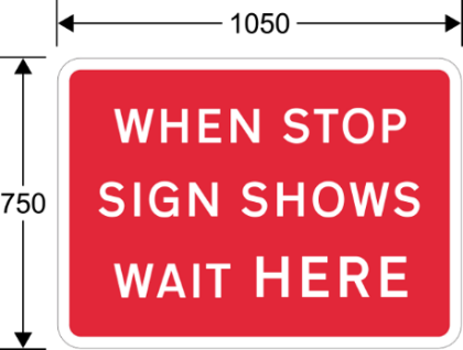 A red sign with white text