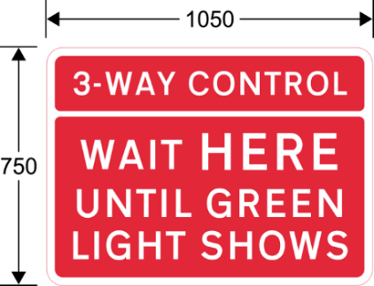 A red sign with white text