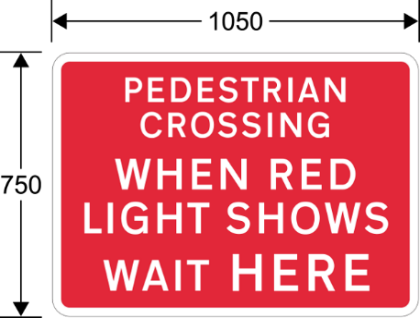 A red sign with white text