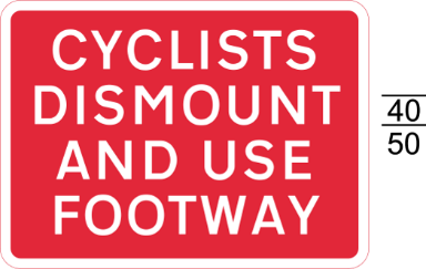 A red sign with white text