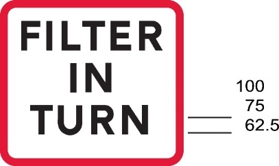 A sign with a red border and black text