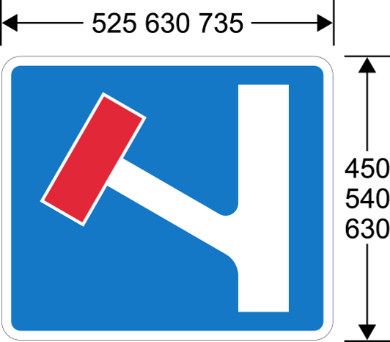 A blue sign with a red and white symbol  Description automatically generated
