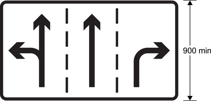 A road sign with 4 black arrows showing directions