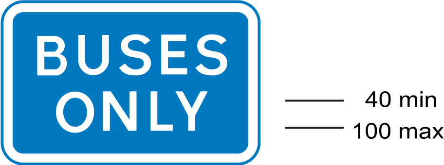 A blue sign with white 