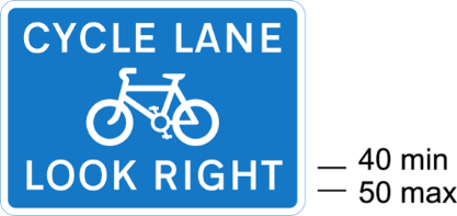A blue sign with a bicycle and white text