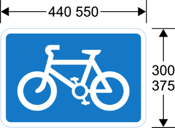 A blue sign with a white bicycle