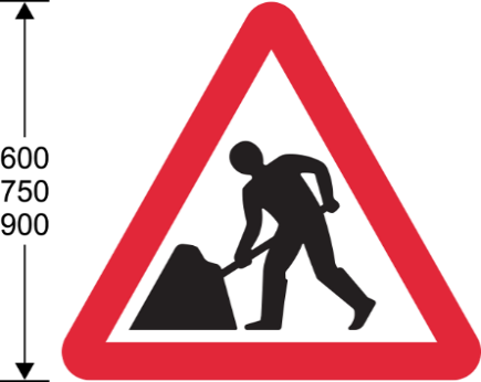 A red triangle sign with a person digging 