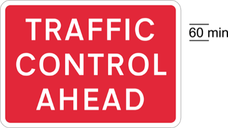 A red sign with white text  Description automatically generated